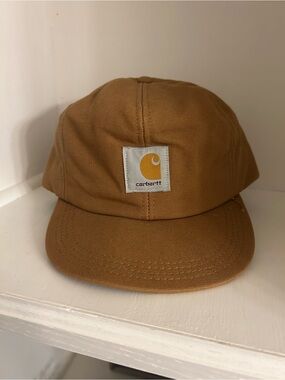 Vintage Carhartt Duck Canvas Cap Brown Tan Trucker Baseball Workwear Hat USA 90s